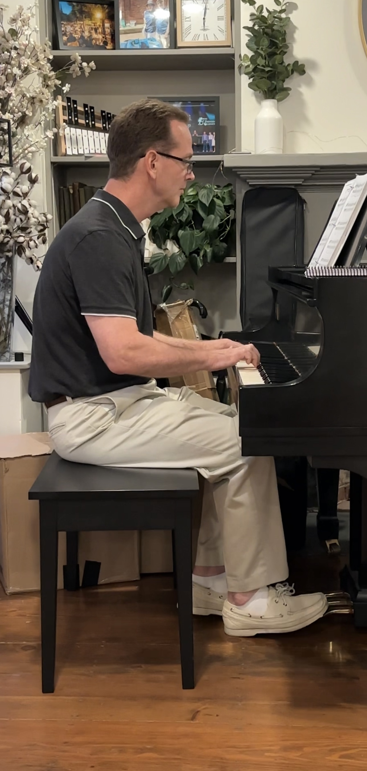 Adult student playing piano